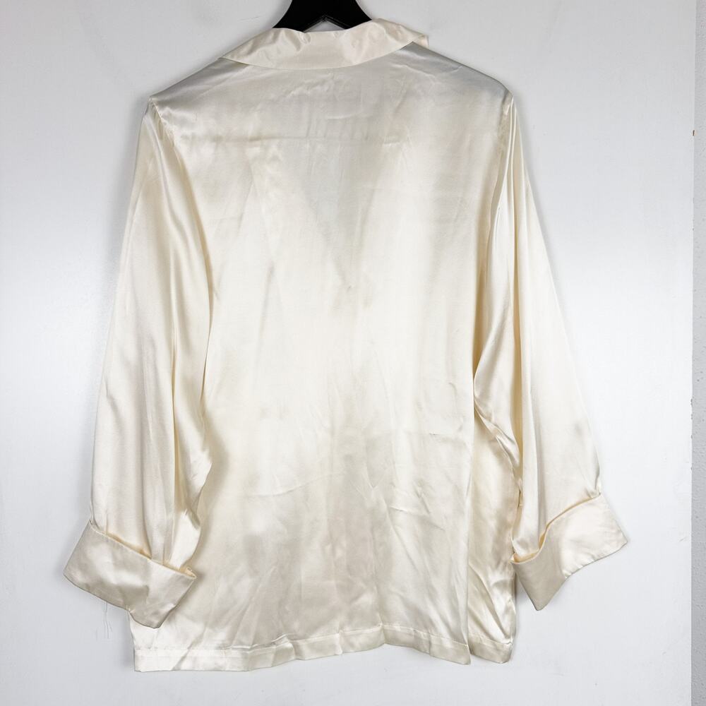 Vintage Victoria's Secret 100% Silk Sleep Shirt Cream - M - Picture 4 of 8